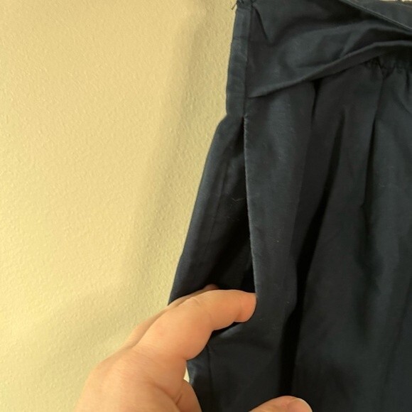 Zara Navy Blue High Waisted Paperbag Straight Leg Pants Size XS - Picture 3 of 5